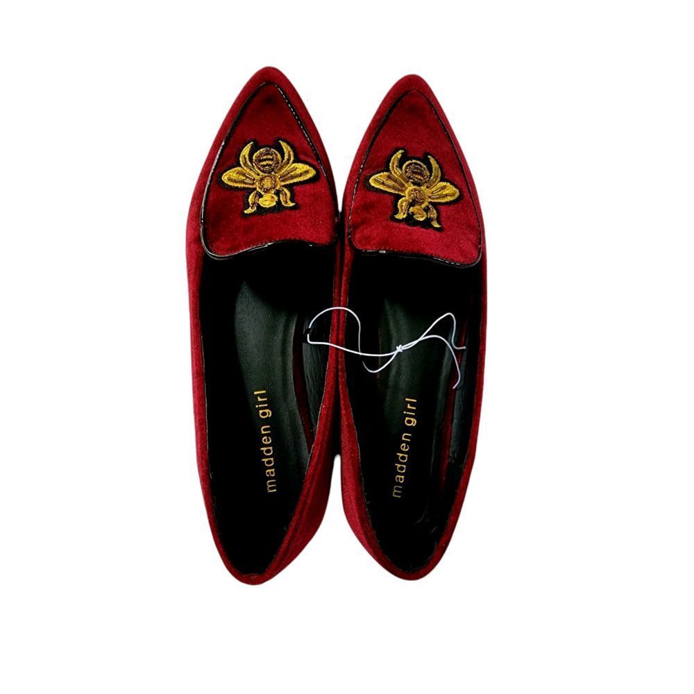 Madden Girl Golden Beez Burgundy Flats, size 8, New with Tags